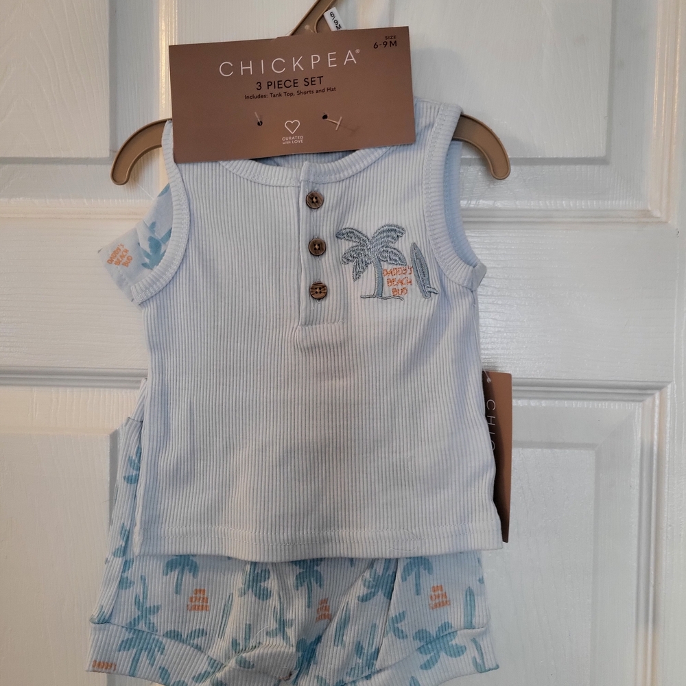 Chickpea Baby 3-Piece Set with Palm Tree Design (6-9) Months